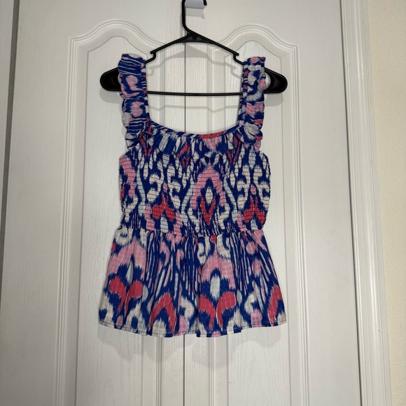 crown & ivy Tops - Crown & Ivy Blue and Pink Patterned Women's Top (A4)